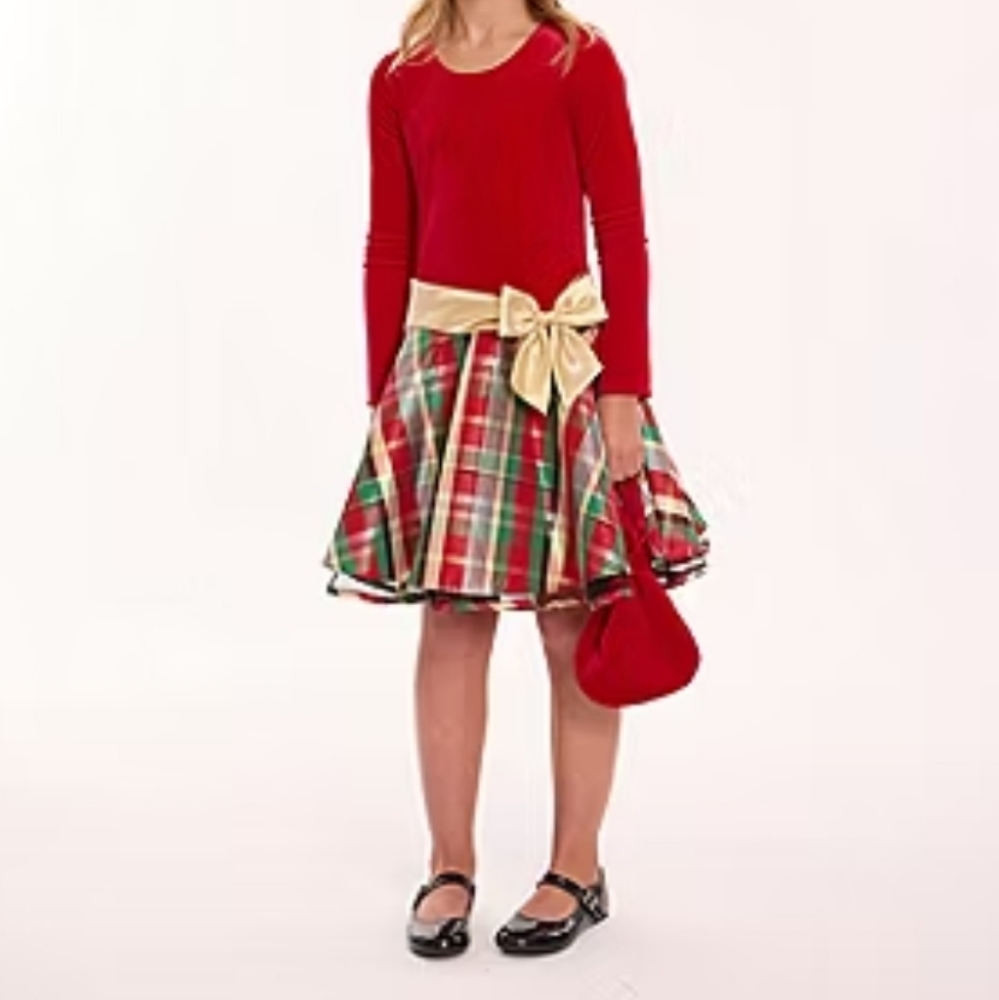 CHRISTMAS DRESS girl ,BonniJean,holiday,Size8,red,green,gold, dress,mindco,